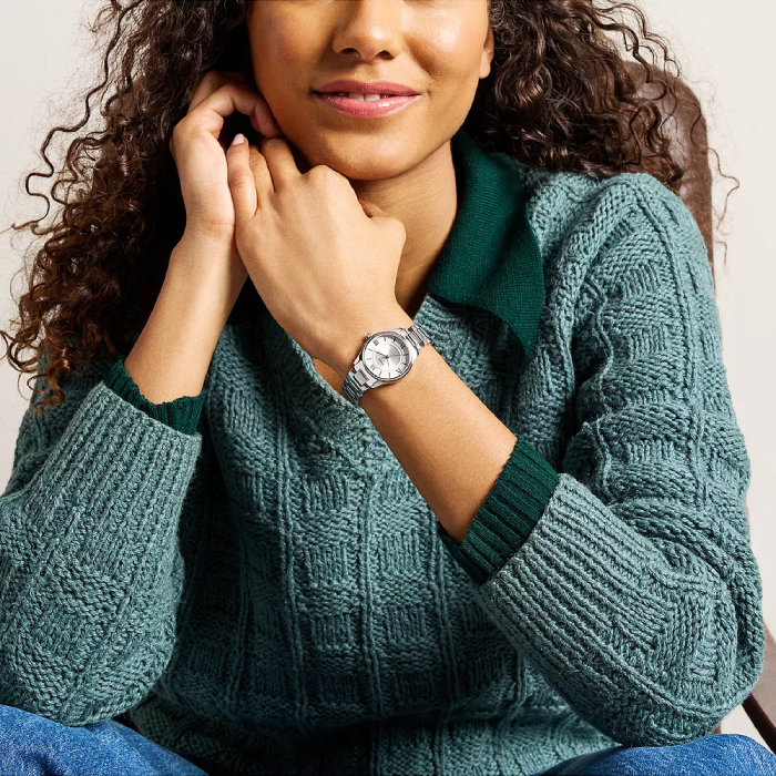 Дамски ръчен часовник с кварцов механизъм - корпус от Стомана - Стоманена верижка - цвят Сив Сив