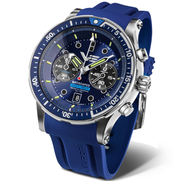 Vostok Europe 6S21-511A772 Batiscafos - Мъжки ръчен часовник с кварцов механизъм - корпус от Стомана - Силиконова каишка - цвят Син Син