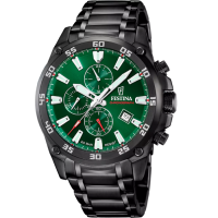 Мъжки ръчен часовник с кварцов механизъм - корпус от Стомана - Стоманена верижка - цвят Зелен