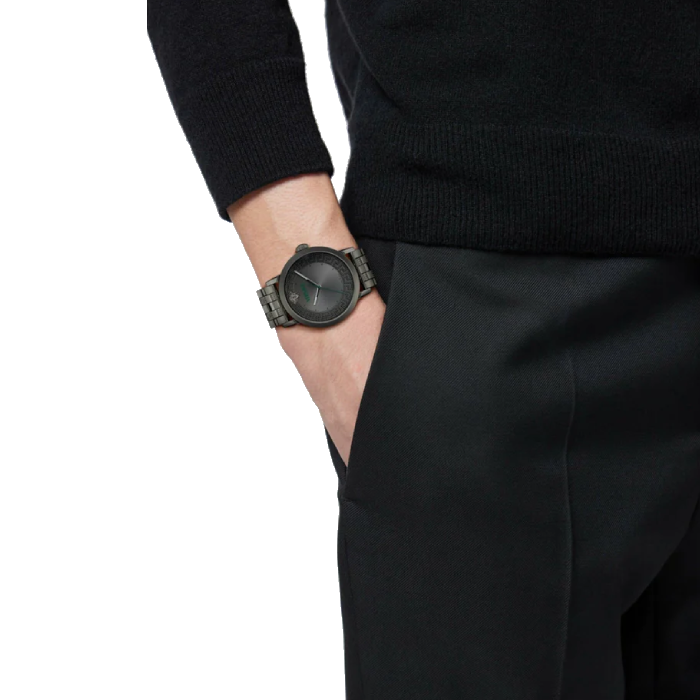 Мъжки ръчен часовник с кварцов механизъм - корпус от Стомана - Стоманена верижка - цвят Черен