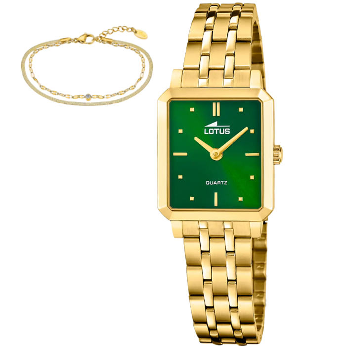 Дамски ръчен часовник с кварцов механизъм - корпус от Стомана - Стоманена верижка - цвят Зелен
