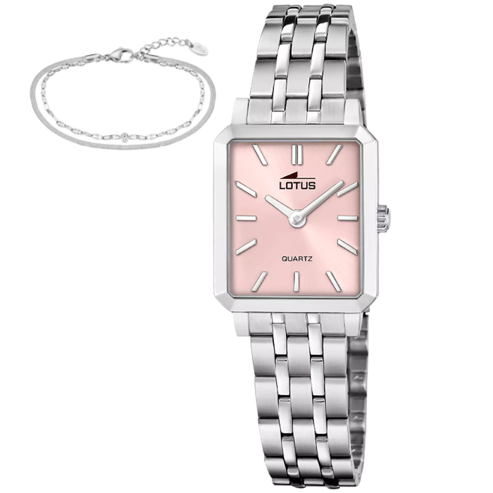 Дамски ръчен часовник с кварцов механизъм - корпус от Стомана - Стоманена верижка - цвят Розов