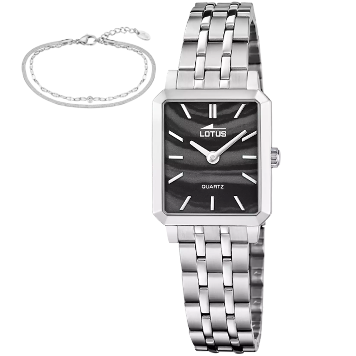 Дамски ръчен часовник с кварцов механизъм - корпус от Стомана - Стоманена верижка - цвят Черен