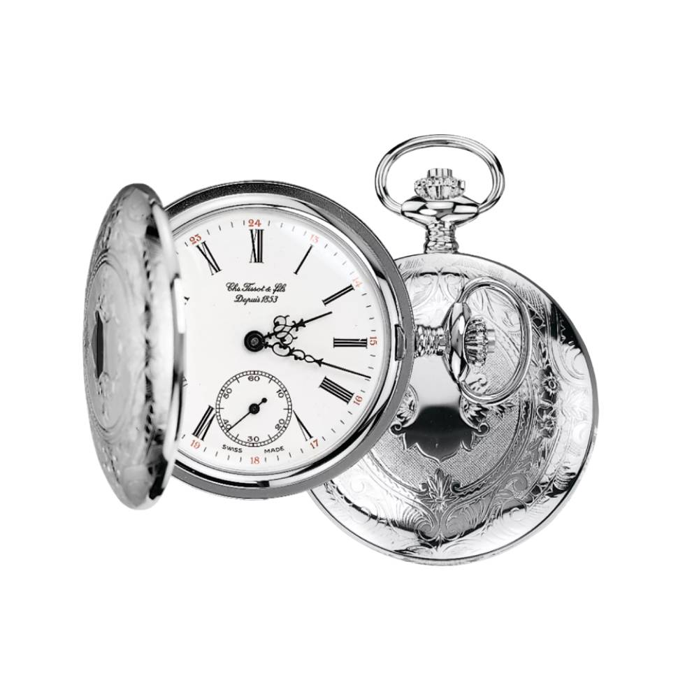 Мъжки ръчен часовник с механичен с ръчно навиване механизъм - корпус от Стомана - цвят Бял