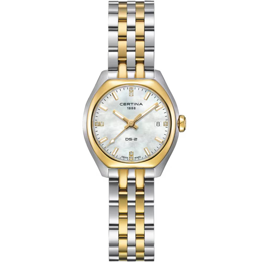 Дамски ръчен часовник с кварцов механизъм - корпус от Стомана - цвят Седеф Жълт