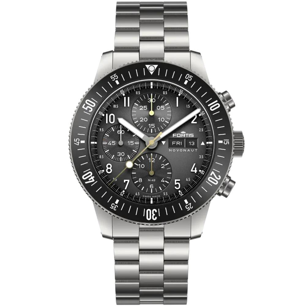 Мъжки ръчен часовник с автоматичен механизъм - корпус от Титан - Титаниева верижка - цвят Черен