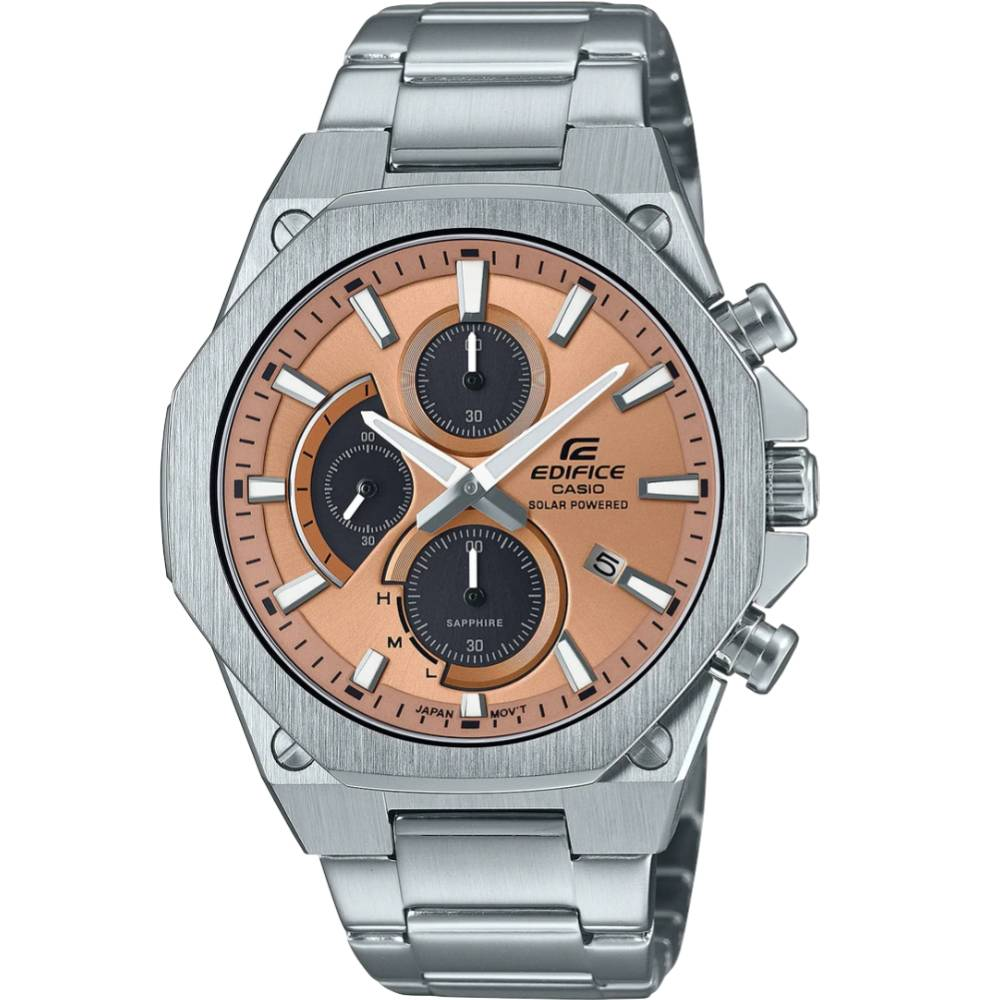 Мъжки ръчен часовник с кварцов механизъм - корпус от Стомана - Стоманена верижка - цвят Оранжев