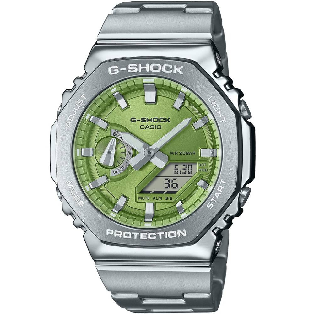 Casio GM-2110D-3AER G-Shock - Унисекс ръчен часовник с кварцов механизъм - корпус от Стомана - Стоманена верижка - цвят Сребрист