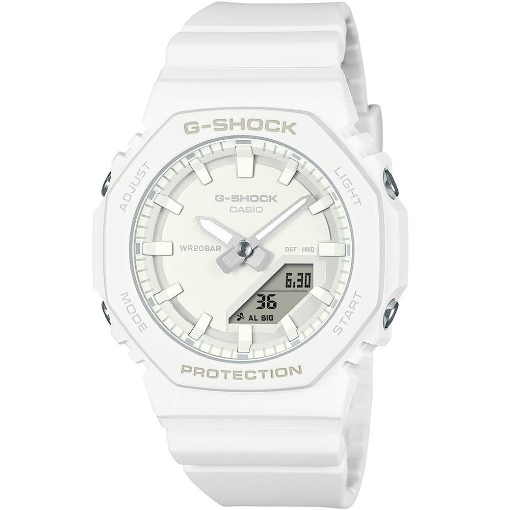 Casio GMA-P2100-7AER G-Shock - Унисекс ръчен часовник с кварцов механизъм - корпус от Полимер - Полимер - цвят Бял