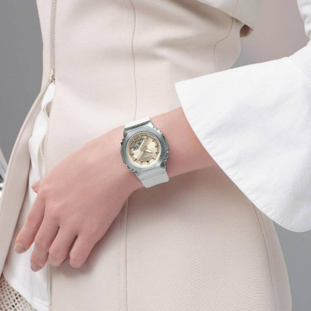 Дамски ръчен часовник с кварцов механизъм - корпус от Стомана - Полимер - цвят Жълт