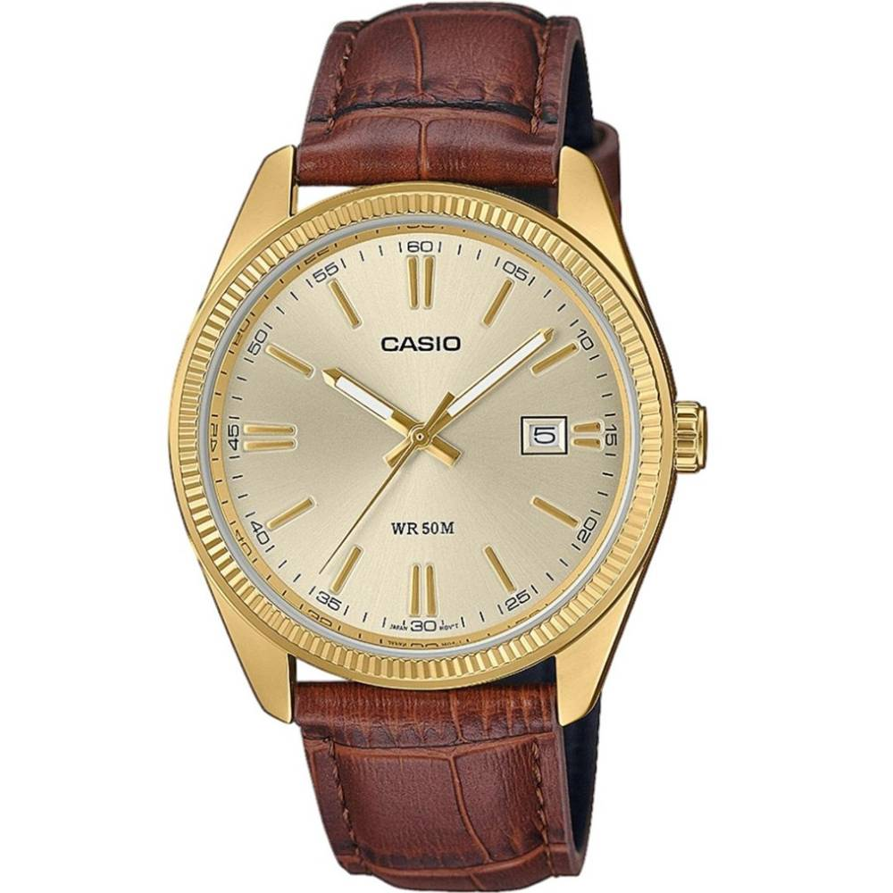 Мъжки ръчен часовник с кварцов механизъм - корпус от Стомана - Естествена кожа - цвят Зелен