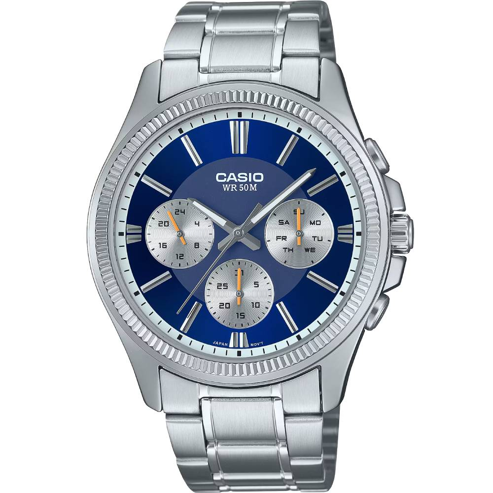 Мъжки ръчен часовник с кварцов механизъм - Стоманена верижка - цвят Син