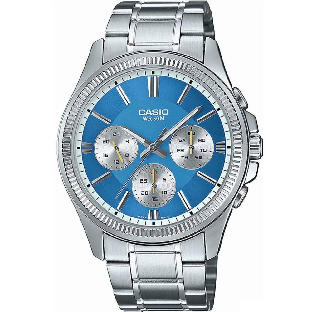 Мъжки ръчен часовник с кварцов механизъм - Стоманена верижка - цвят Син