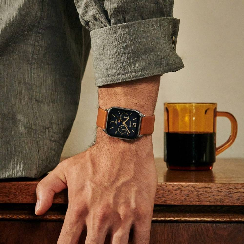 Мъжки ръчен часовник с кварцов механизъм - Естествена кожа - цвят Син