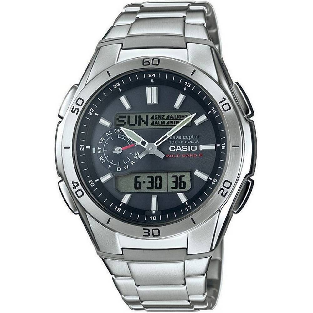 Мъжки ръчен часовник с кварцов механизъм - корпус от Полимер - Титаниева верижка - цвят Черен