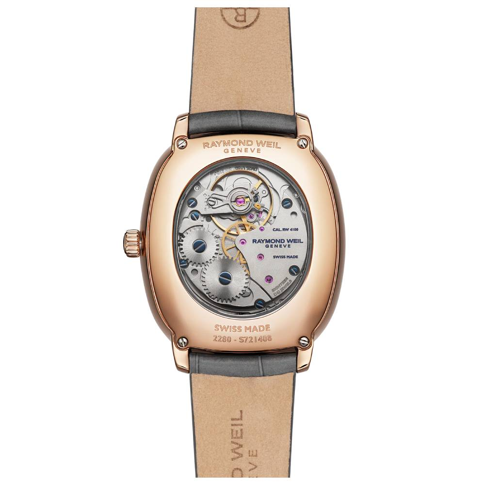 Мъжки ръчен часовник с механичен с ръчно навиване механизъм - Естествена кожа - цвят Розово Злато