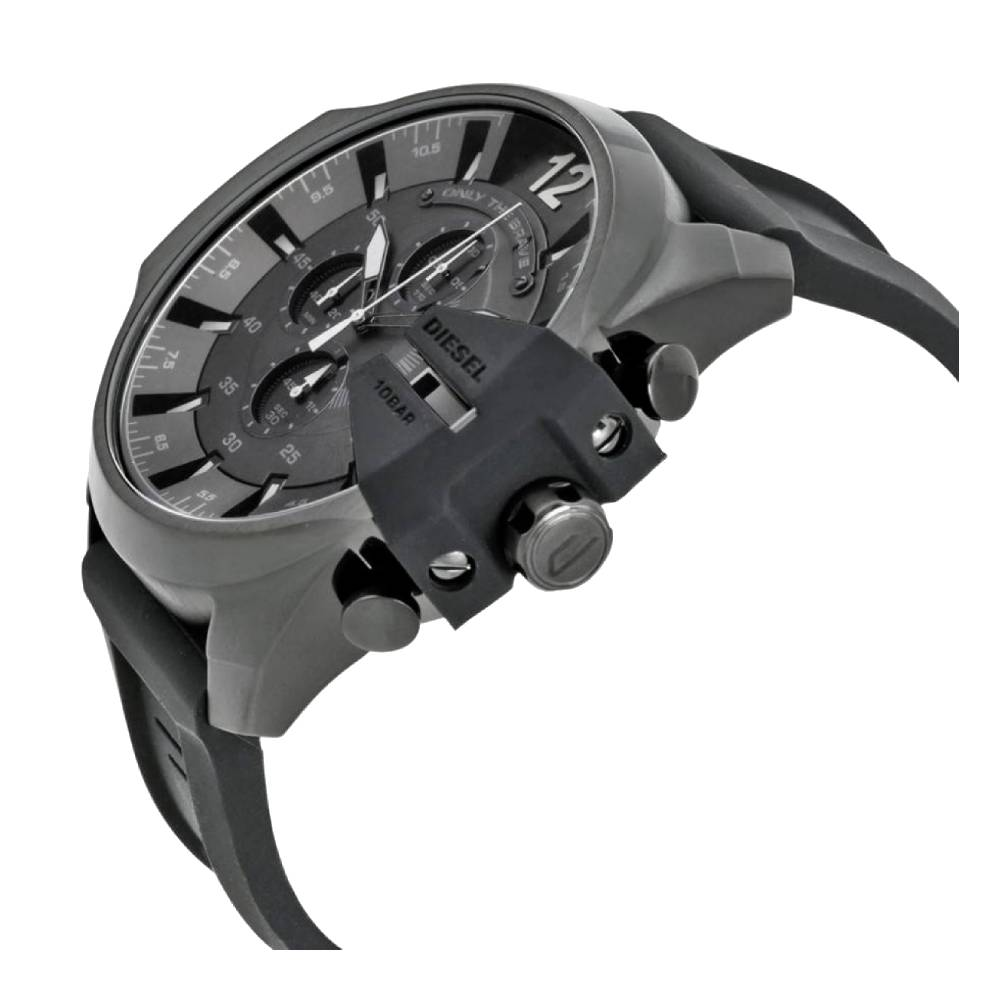 Diesel DZ4378 Mega Chief - Мъжки ръчен часовник с кварцов механизъм - корпус от Стомана - Силиконова каишка - цвят Черен