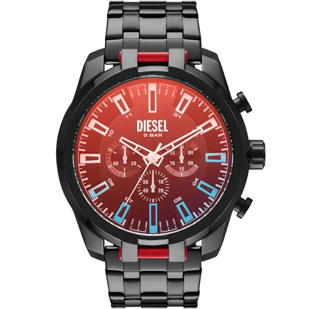 Diesel DZ4589 Split - Мъжки ръчен часовник с кварцов механизъм - Стоманена верижка - цвят Черен