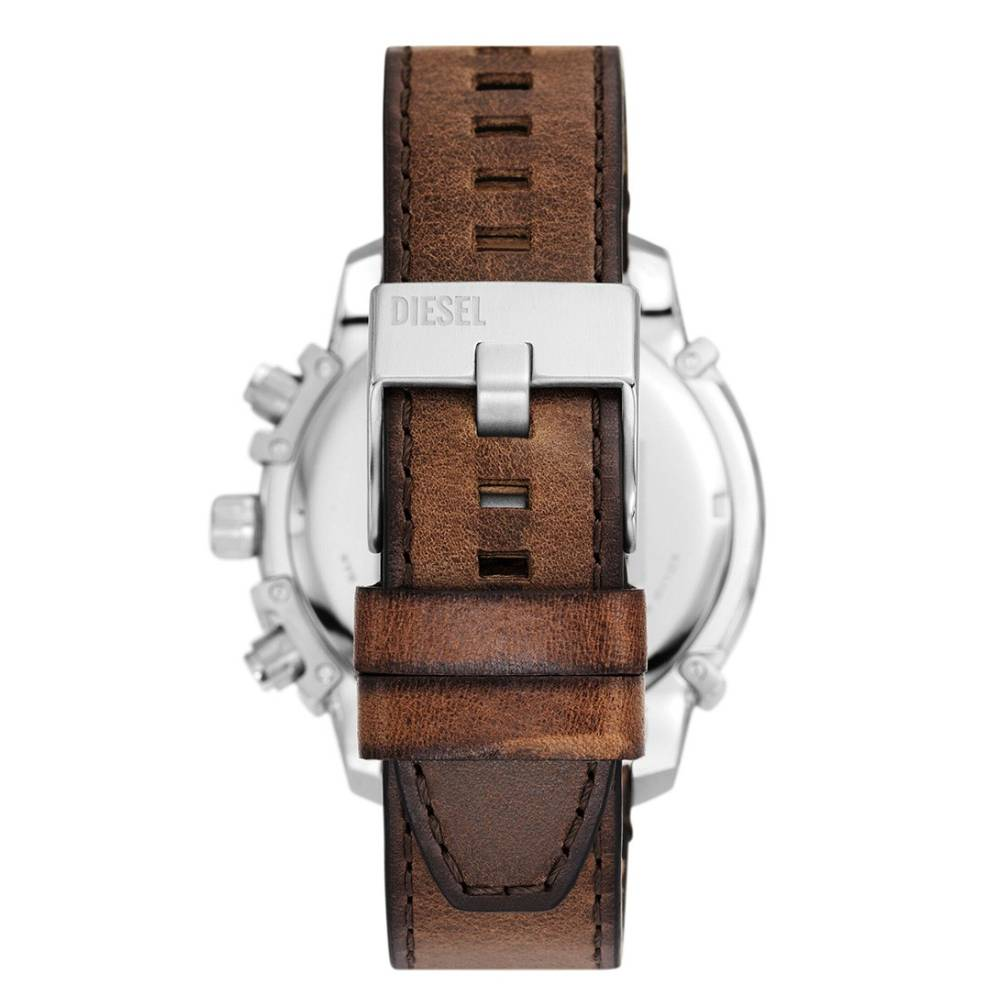 Diesel DZ4656 Griffed - Мъжки ръчен часовник с кварцов механизъм - корпус от Стомана - Естествена кожа - цвят Син