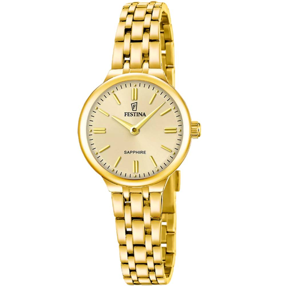 Дамски ръчен часовник с кварцов механизъм - корпус от Стомана - Стоманена верижка - цвят Бежов