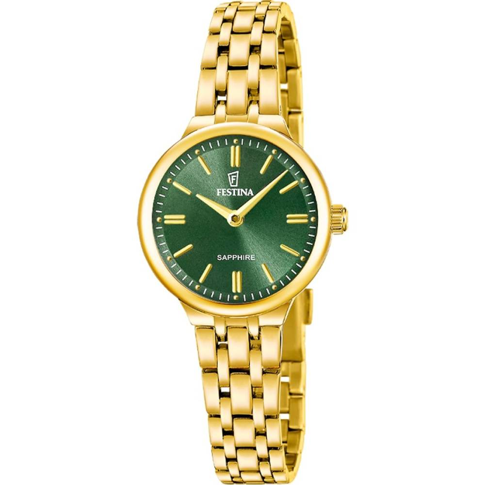 Дамски ръчен часовник с кварцов механизъм - корпус от Стомана - Стоманена верижка - цвят Зелен