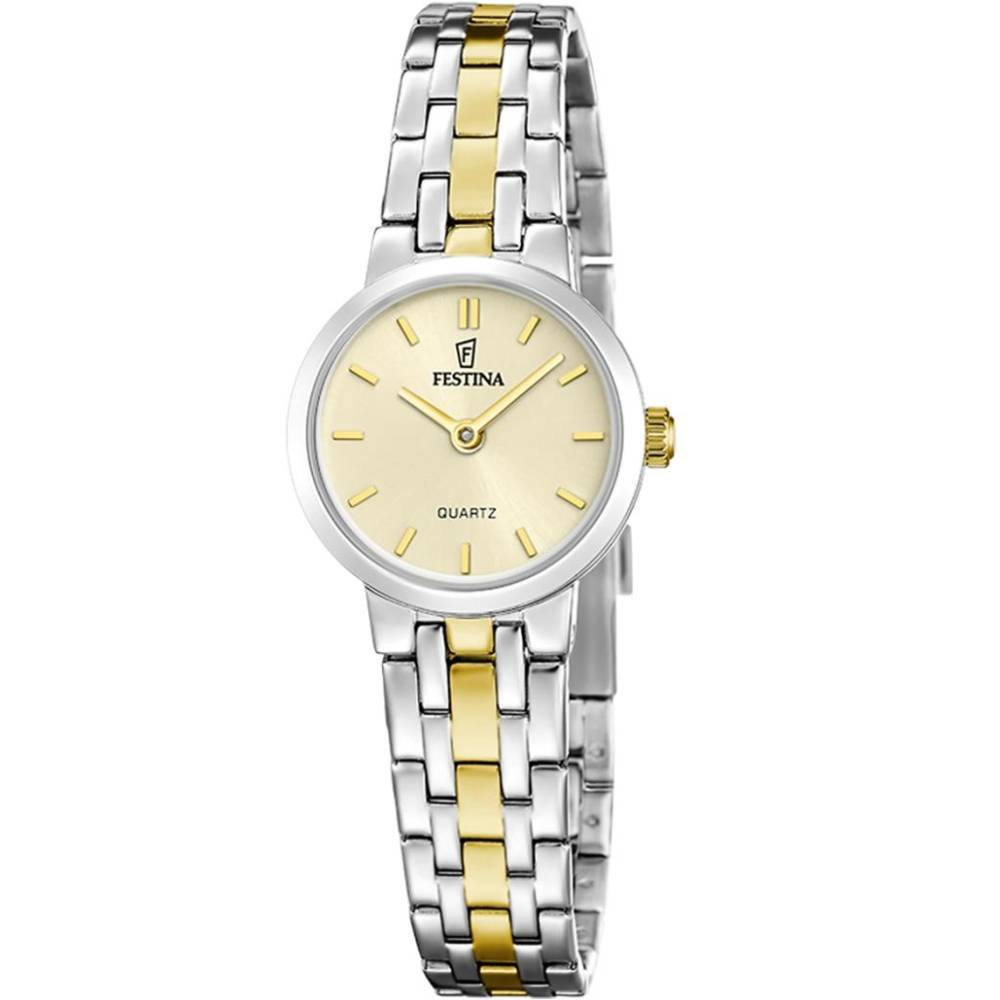 Дамски ръчен часовник с кварцов механизъм - корпус от Стомана - Стоманена верижка - цвят Бежов