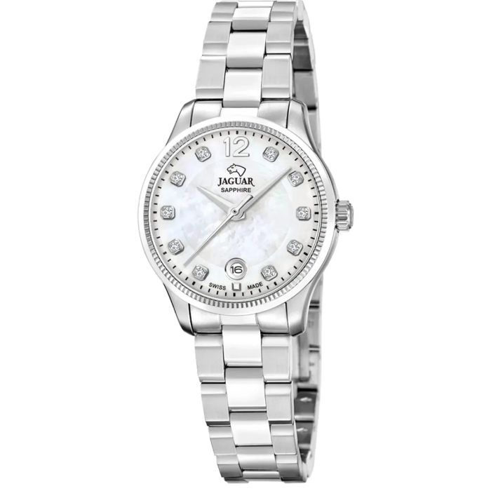 Дамски ръчен часовник с кварцов механизъм - корпус от Стомана - Стоманена верижка - цвят Седеф Сив