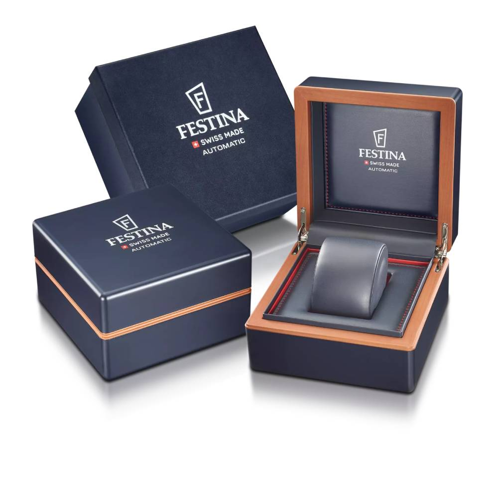 Festina Swiss F22015/1 Automatic - Мъжки ръчен часовник с автоматичен механизъм - корпус от Стомана - Естествена кожа