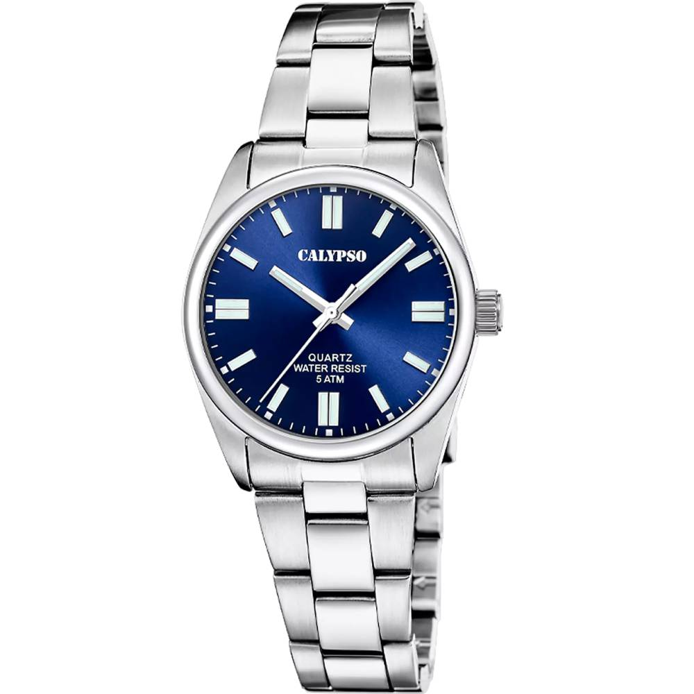 Дамски ръчен часовник с кварцов механизъм - корпус от Стомана - Стоманена верижка - цвят Син