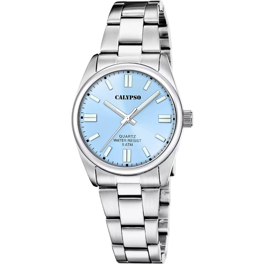 Дамски ръчен часовник с кварцов механизъм - корпус от Стомана - Стоманена верижка - цвят Син