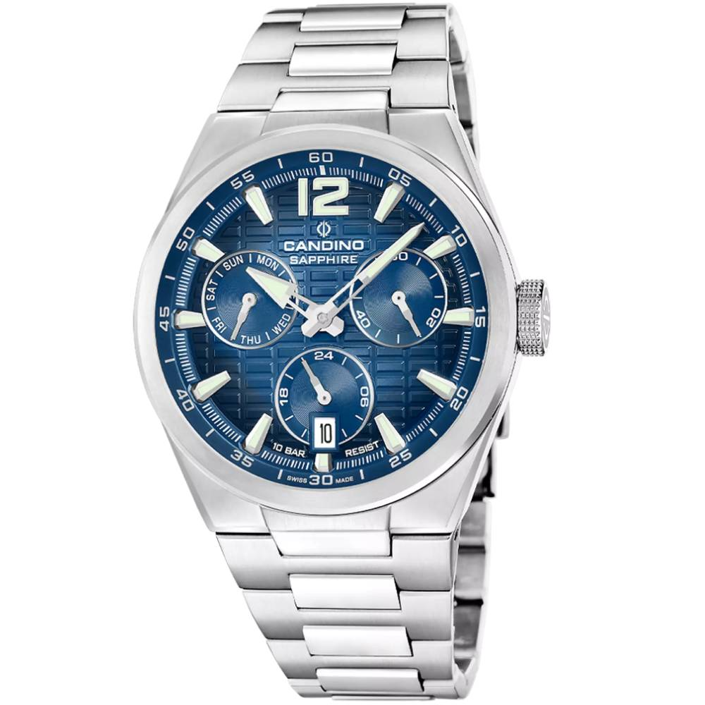 Мъжки ръчен часовник с кварцов механизъм - корпус от Стомана - Стоманена верижка - цвят Син