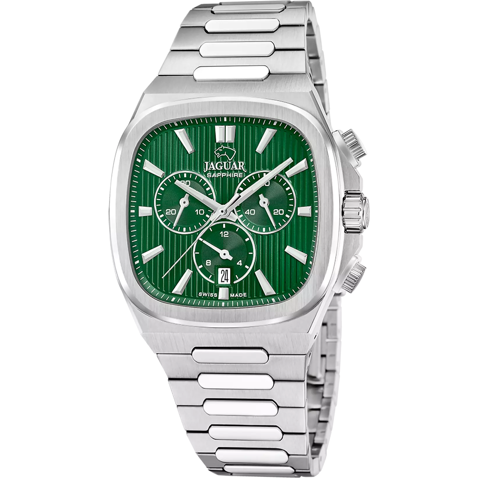 Мъжки ръчен часовник с кварцов механизъм - корпус от Стомана - Стоманена верижка - цвят Зелен