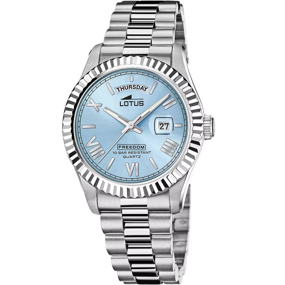 Мъжки ръчен часовник с кварцов механизъм - корпус от Стомана - Стоманена верижка - цвят Син