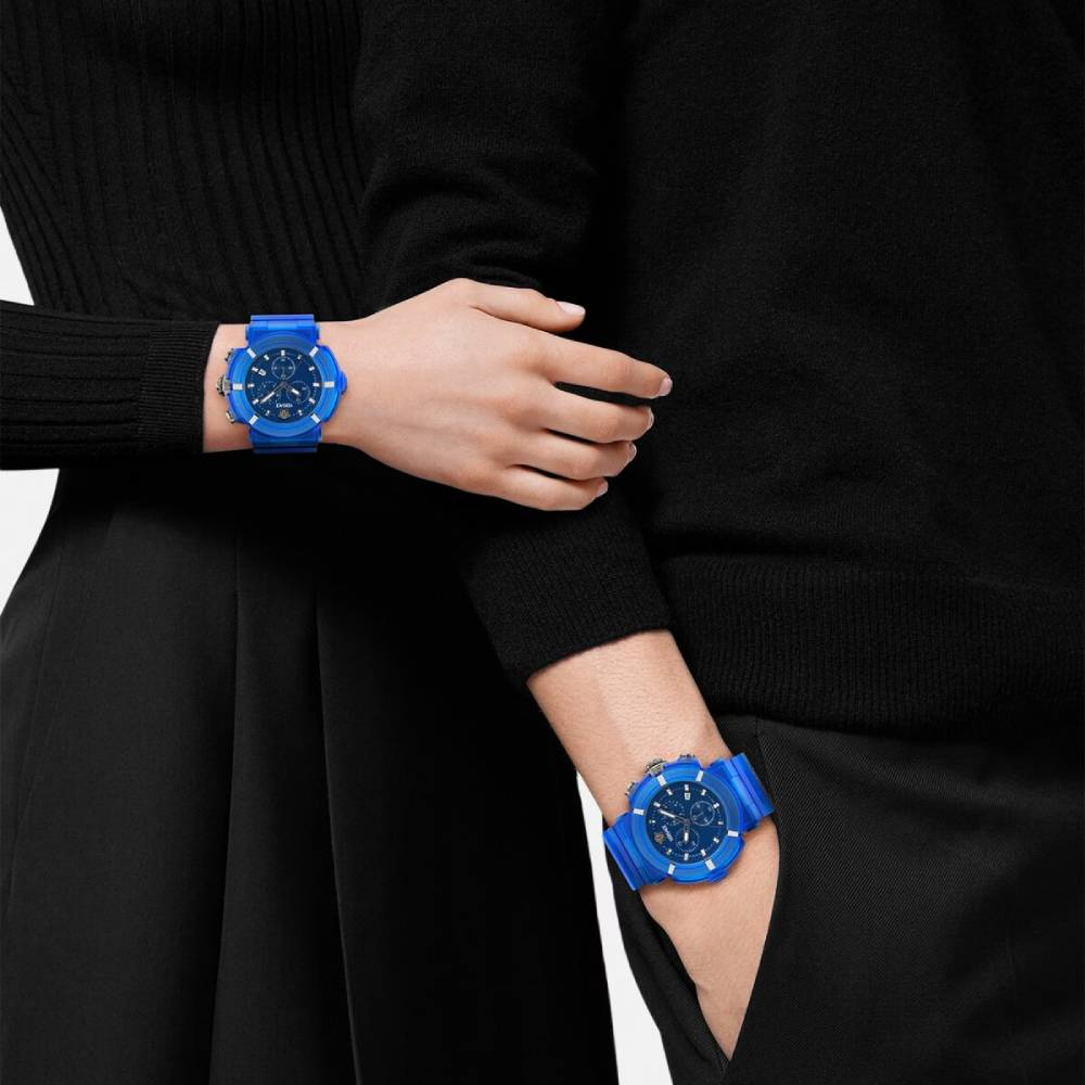 Дамски ръчен часовник с кварцов механизъм - корпус от Стомана - Полимер - цвят Син