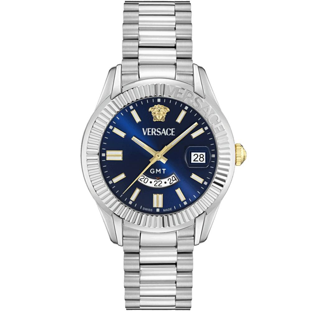 Мъжки ръчен часовник с кварцов механизъм - корпус от Стомана - Стоманена верижка - цвят Син Злато