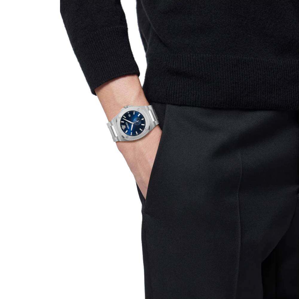 Мъжки ръчен часовник с кварцов механизъм - корпус от Стомана - Стоманена верижка - цвят Син