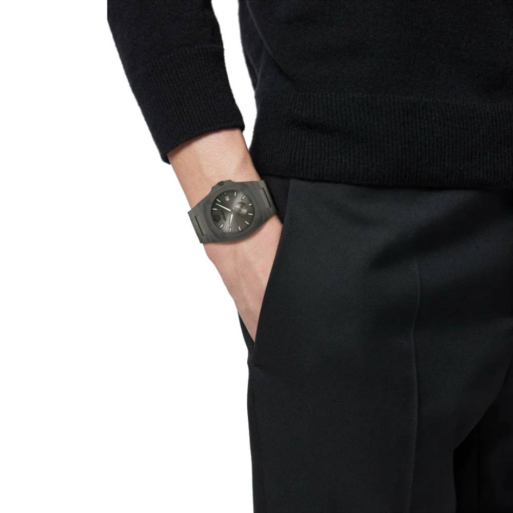 Мъжки ръчен часовник с кварцов механизъм - корпус от Стомана - Стоманена верижка - цвят Черен