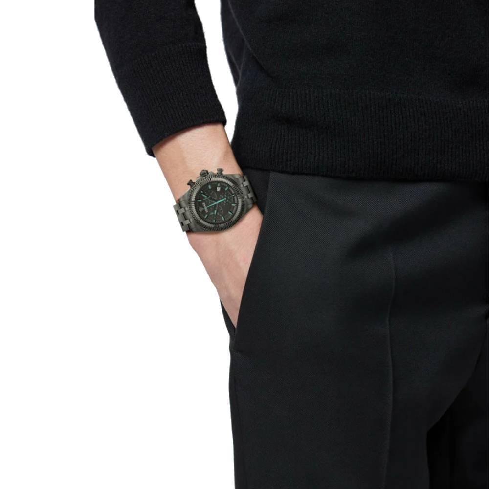 Мъжки ръчен часовник с кварцов механизъм - корпус от Стомана - Стоманена верижка - цвят Черен