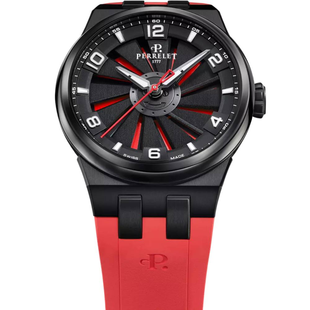 Мъжки ръчен часовник с автоматичен механизъм - корпус от Титан - Каучук - цвят Червен