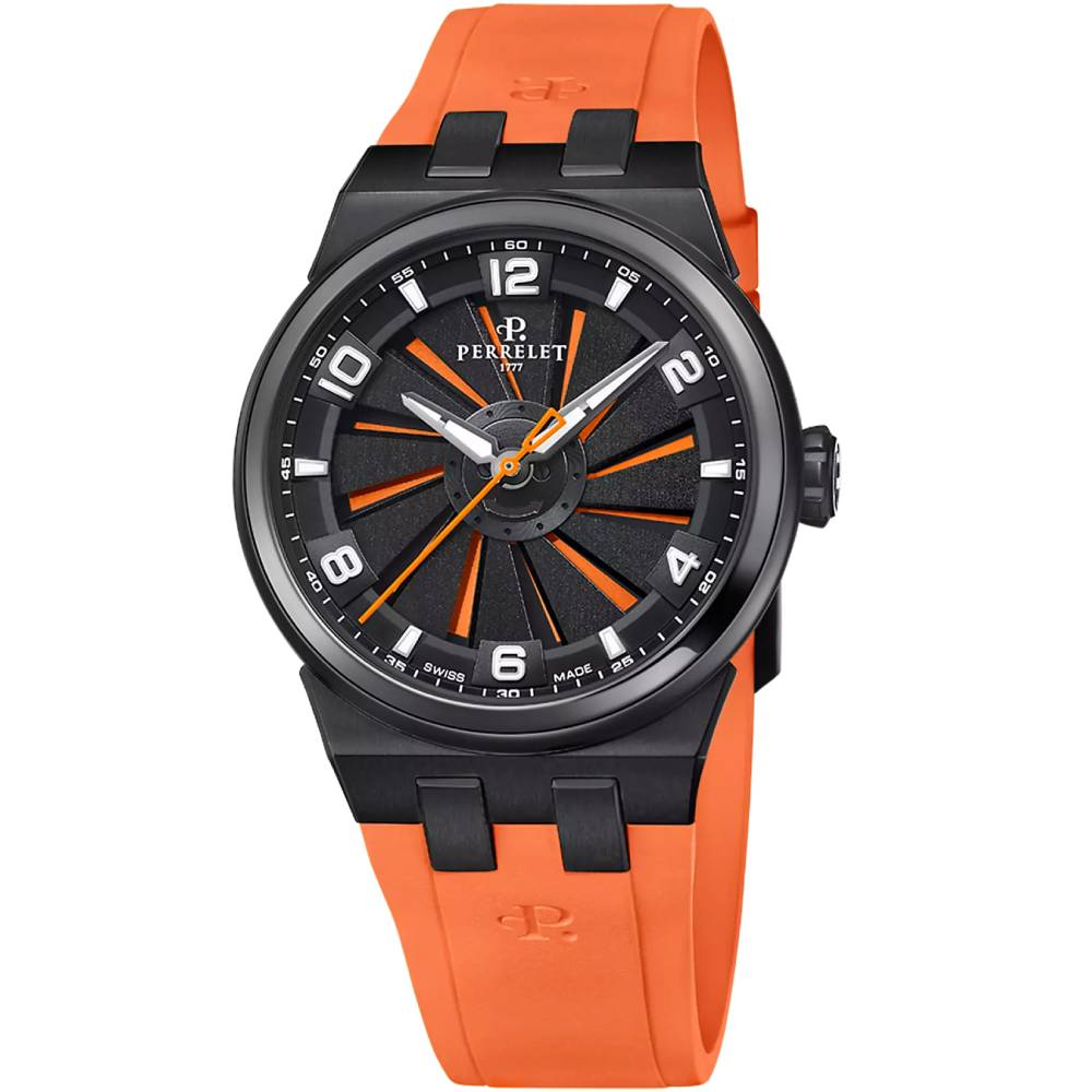 Мъжки ръчен часовник с автоматичен механизъм - корпус от Титан - Каучук - цвят Оранжев