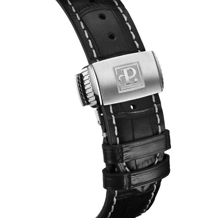 Мъжки ръчен часовник с автоматичен механизъм - корпус от Стомана - Естествена кожа - цвят Черен