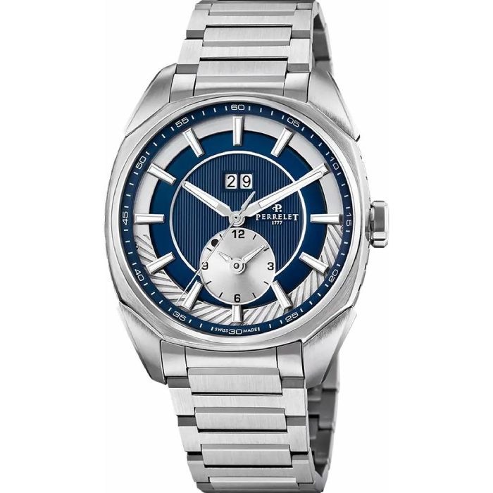 Мъжки ръчен часовник с автоматичен механизъм - корпус от Стомана - Стоманена верижка - цвят Син