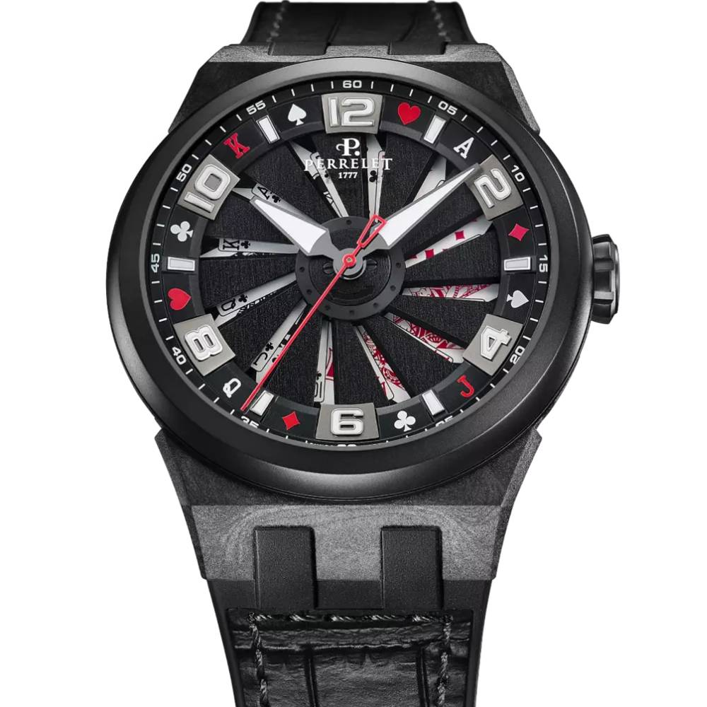 Мъжки ръчен часовник с автоматичен механизъм - Естествена кожа - цвят Черен Червен