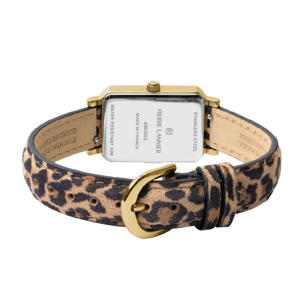 Дамски ръчен часовник с кварцов механизъм - корпус от Стомана - Естествена кожа - цвят Черен Кафяв