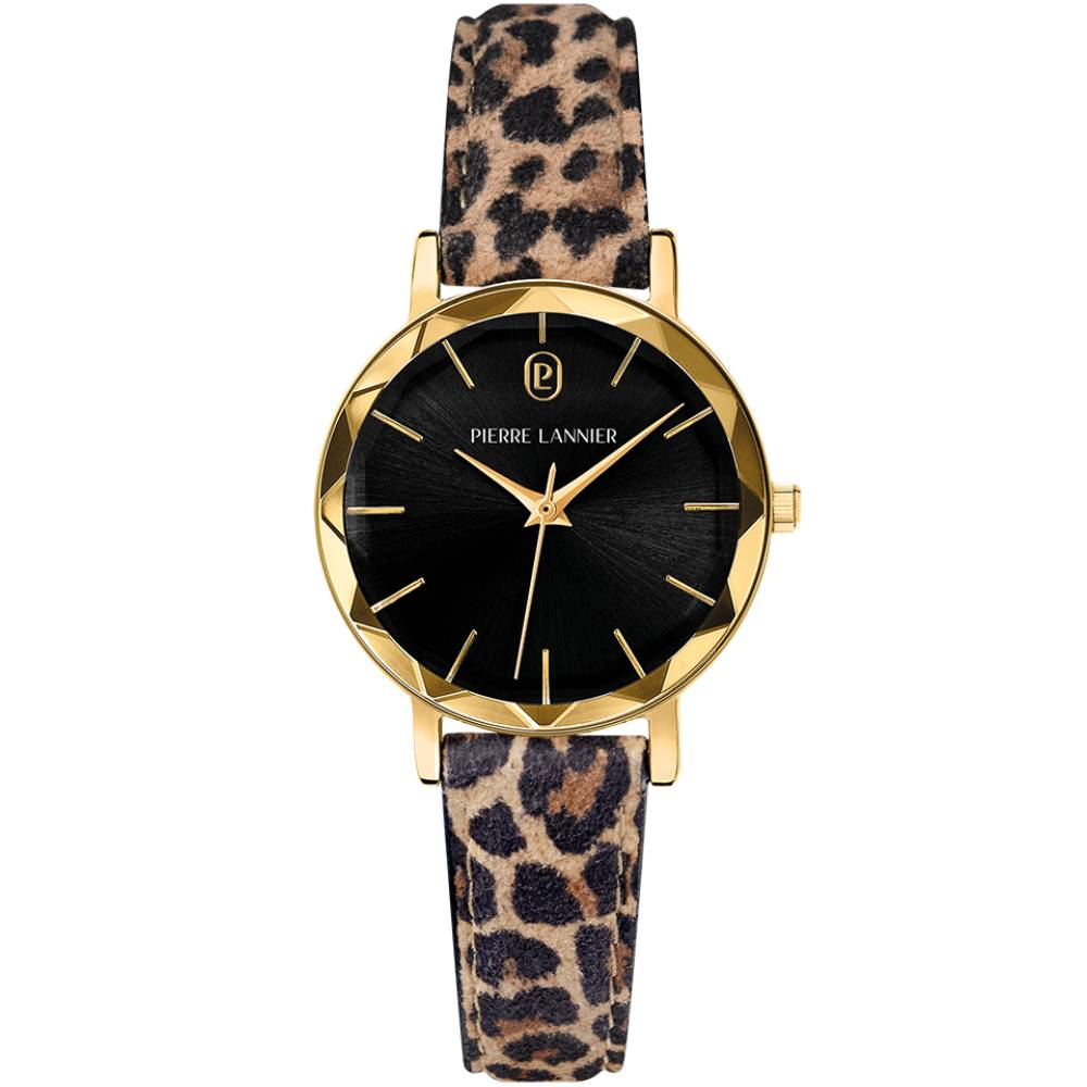 Дамски ръчен часовник с кварцов механизъм - корпус от Стомана - Естествена кожа - цвят Черен Кафяв