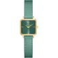Дамски ръчен часовник с кварцов механизъм - корпус от Стомана - Естествена кожа - цвят Зелен Злато