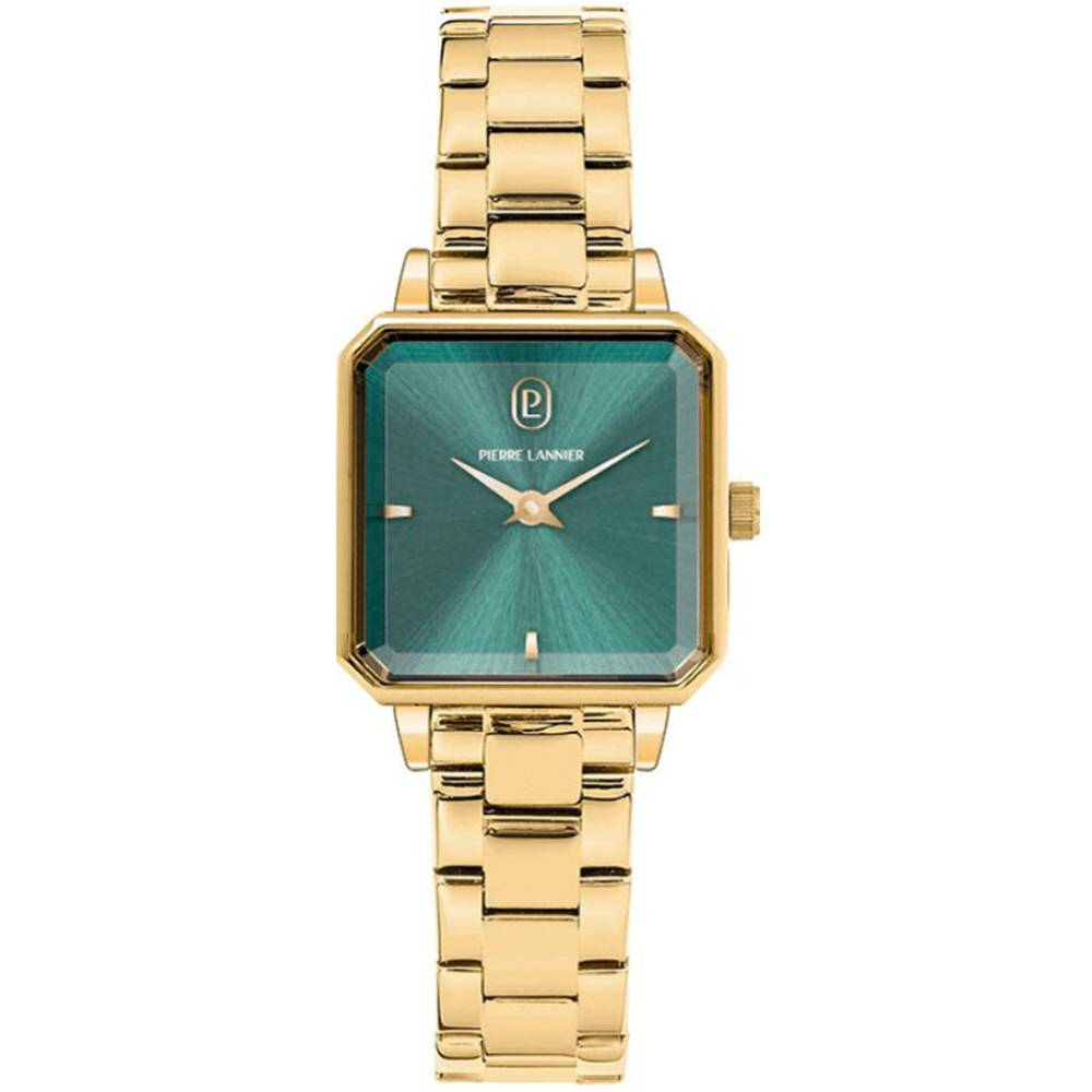 Дамски ръчен часовник с кварцов механизъм - корпус от Стомана - Стоманена верижка - цвят Зелен Злато