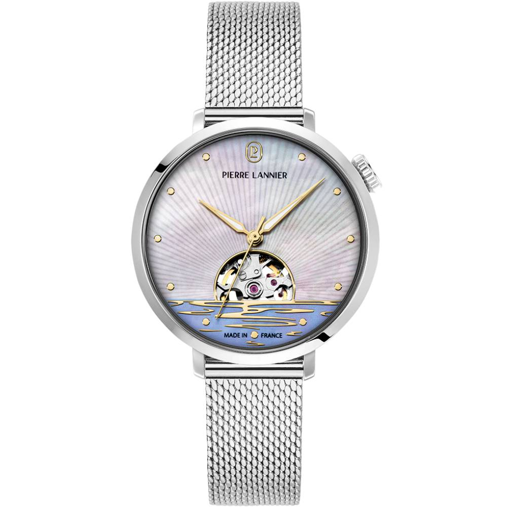 Дамски ръчен часовник с автоматичен механизъм - корпус от Стомана - Стоманена верижка - цвят Седеф