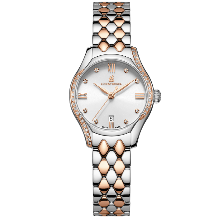 Дамски ръчен часовник с кварцов механизъм - корпус от Стомана - Стоманена верижка - цвят Бял