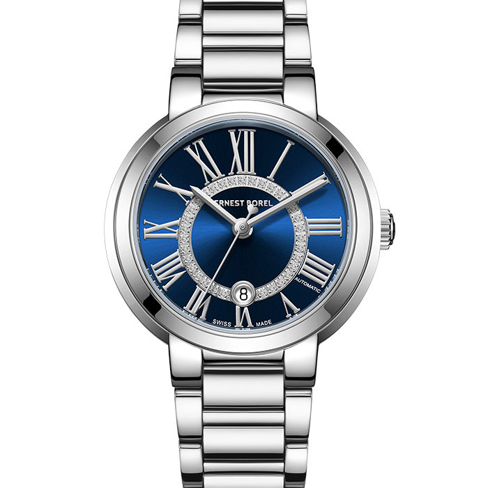 Дамски ръчен часовник с автоматичен механизъм - корпус от Стомана - Стоманена верижка - цвят Син